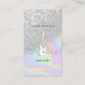 Modern Silver Glitter Bokeh, Guitar, Holographic Visitekaartje (Voorkant)