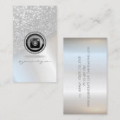 Modern Silver Glitter Bokeh Instagram Social Media Visitekaartje (Voorkant / Achterkant)