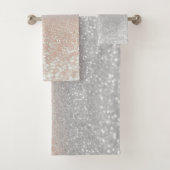 Modern Silver Glitter Bokeh Ombre Bad Handdoek (Insitu)