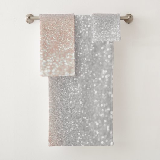 Modern Silver Glitter Bokeh Ombre Bad Handdoek (Insitu)