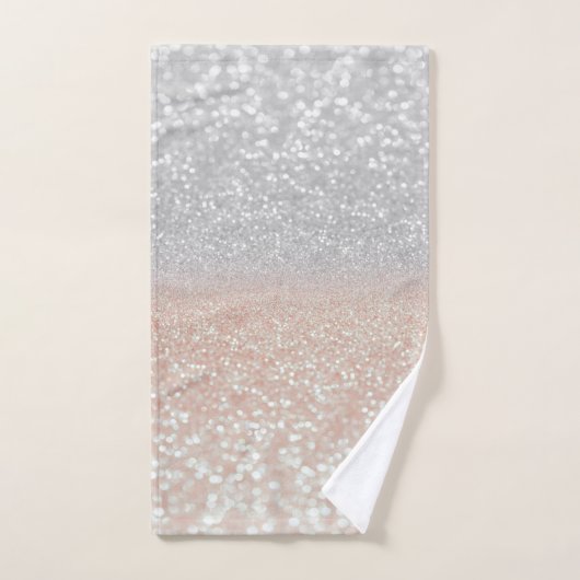 Modern Silver Glitter Bokeh Ombre Bad Handdoek (Handdoek)