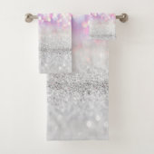 Modern Silver Glitter Bokeh Rainbow Bad Handdoek (Insitu)