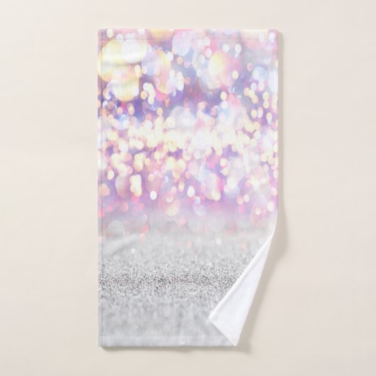 Modern Silver Glitter Bokeh Rainbow Bad Handdoek (Handdoek)