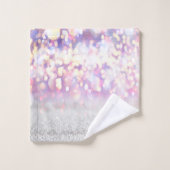 Modern Silver Glitter Bokeh Rainbow Bad Handdoek (Wasdoekje)