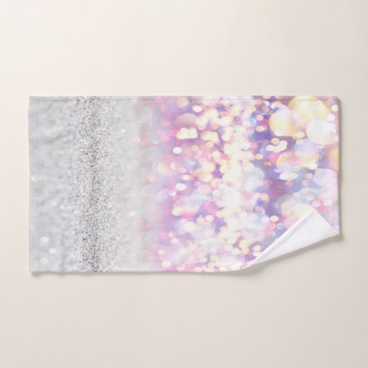 Modern Silver Glitter Bokeh Rainbow Bad Handdoek (Handdoek)