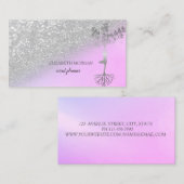 Modern Silver Glitter Bokeh Tree Women Silhouette Visitekaartje (Voorkant / Achterkant)