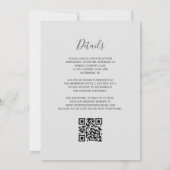 Modern Silver Glitter Bord Grijs QR Code Huwelijk Kaart (Achterkant)