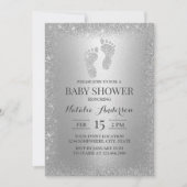 Modern Silver Glitter Boy Girl Feet Baby shower Kaart (Voorkant)
