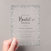 Modern Silver Glitter Bridal Shower Acryl Uitnodigingen (Insitu (Draagbaar))