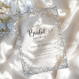 Modern Silver Glitter Bridal Shower  Acryl Uitnodigingen