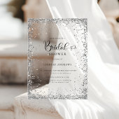 Modern Silver Glitter Bridal Shower Acryl Uitnodigingen