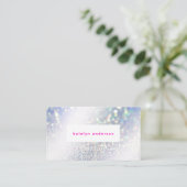Modern Silver Glitter Bright Pink Make-up and Hair Visitekaartje (Staand voorkant)