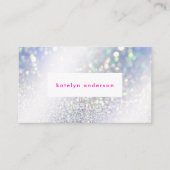 Modern Silver Glitter Bright Pink Make-up and Hair Visitekaartje (Voorkant)