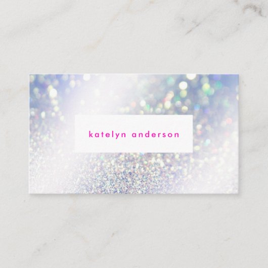 Modern Silver Glitter Bright Pink Make-up and Hair Visitekaartje (Voorkant)
