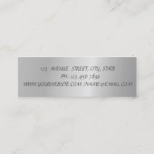Modern Silver Glitter Brush Stroke, Geometric Mini Visitekaartje (Achterkant)