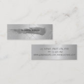 Modern Silver Glitter Brush Stroke, Geometric Mini Visitekaartje (Voorkant / Achterkant)