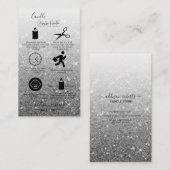 Modern Silver Glitter Candle Care Visitekaartje (Voorkant / Achterkant)