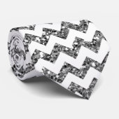 Modern Silver Glitter Chevron Zig Mannen Stropdas (Opgerold)