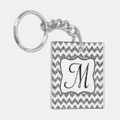 Modern Silver Glitter Chevron Zig Zag Sleutelhange Sleutelhanger (Voorkant Links)