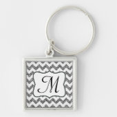 Modern Silver Glitter Chevron Zig Zag Sleutelhange Sleutelhanger (Voorkant)