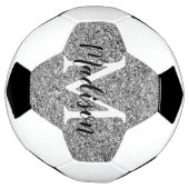 Modern Silver Glitter Chic Monogram Naam Voetbal (Gedraaid)