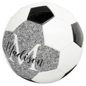 Modern Silver Glitter Chic Monogram Naam Voetbal (Drie kwart)