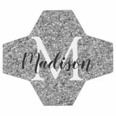 Modern Silver Glitter Chic Monogram Naam Voetbal (Enkel)