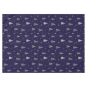 Modern Silver Glitter Christmas trees on blue Tafelkleed (Voorkant (Horizontaal))