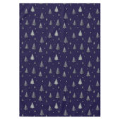 Modern Silver Glitter Christmas trees on blue Tafelkleed (Voorkant)