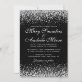 Modern Silver Glitter Confetti Invitation Kaart (Voorkant)