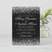 Modern Silver Glitter Confetti Invitation Kaart (Staand voorkant)