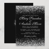 Modern Silver Glitter Confetti Invitation Kaart (Voorkant / Achterkant)