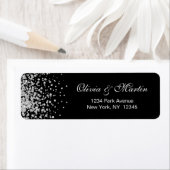 Modern Silver Glitter-Confetti op zwart Etiket (Insitu)