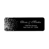 Modern Silver Glitter-Confetti op zwart Etiket (Voorkant)