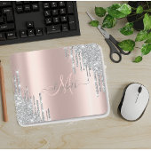 Modern Silver Glitter Drift Roos Gold Monogram Muismat