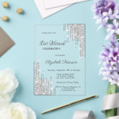 Modern Silver Glitter Drips Rose Gold Bar Mitzvah Acryl Uitnodigingen (Insitu (Huwelijk))