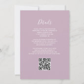 Modern Silver Glitter Dusty Lila QR Code Wedding Kaart (Achterkant)