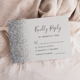 Modern Silver Glitter Edge Bord Grijs RSVP Kaartje