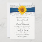 Modern Silver Glitter Elegant Sunflower Wedding Kaart (Voorkant)