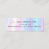 Modern Silver Glitter, Faux Lashes Holographic Mini Visitekaartje (Achterkant)