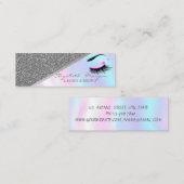 Modern Silver Glitter, Faux Lashes Holographic Mini Visitekaartje (Voorkant / Achterkant)
