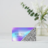 Modern Silver Glitter, Geometric, OmbreHolographic Visitekaartje (Staand voorkant)