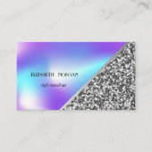 Modern Silver Glitter, Geometric, OmbreHolographic Visitekaartje (Voorkant)