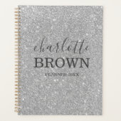Modern Silver Glitter - Gepersonaliseerd Planner (Voorkant)