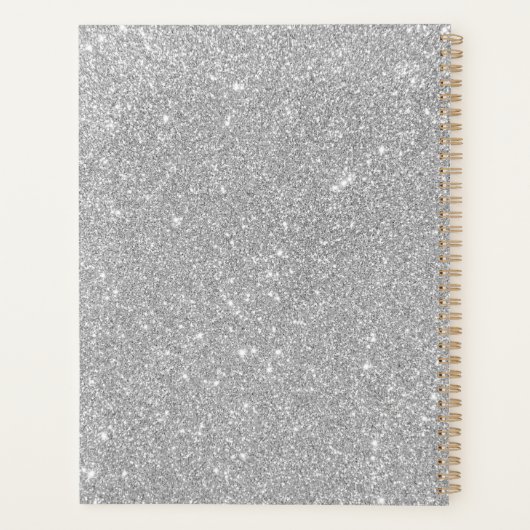 Modern Silver Glitter - Gepersonaliseerd Planner (Achterkant)