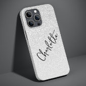 Modern Silver Glitter Girly Chic Persoonlijke naam Case-Mate iPhone Case