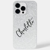 Modern Silver Glitter Girly Chic Persoonlijke naam Case-Mate iPhone Case (Achterkant)