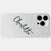 Modern Silver Glitter Girly Chic Persoonlijke naam Case-Mate iPhone Case (Achterkant (horizontaal))