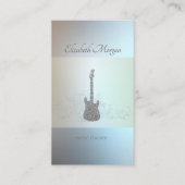 Modern, Silver Glitter Guitar, muziekleraar Visitekaartje (Voorkant)