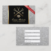 Modern Silver Glitter Hair Makeup Cadeaucertificaa Kortingskaartje (Voorkant / Achterkant)